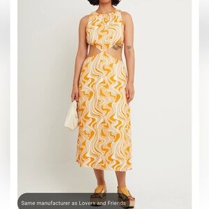 OPT Penny Orange Print Cut Out Airy Feel Dress